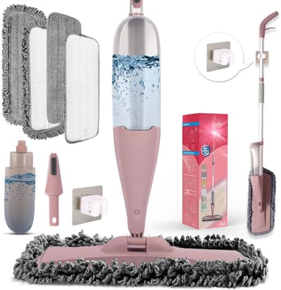 SVN® Dweil met spray - Dweil - Mop - Roze - ‎42cm x 17cm x 125cm