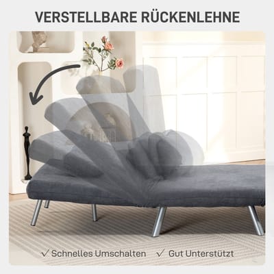 HAUSS SPOLE Fauteuil - Slaapfauteuil Met Bedfunctie - Klik Klak En Verstelbare Rugleuning - Voor Woonkamer En Logeerkamer - Stof Donkergrijs