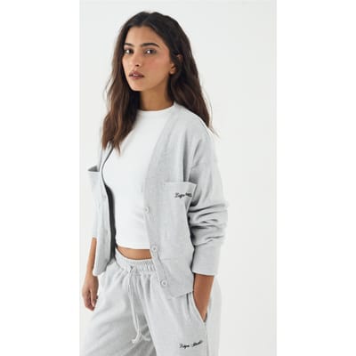 Dames DSGN Studio Geborstelde Rib Slouchy Sweatshirt | Ash Grey | Maat: XS