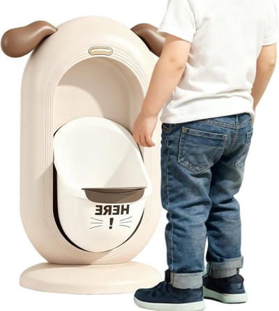 Kinder Urinoir Jongens - Potjestrainer Toilet - Zindelijkheidstraining Thuis - Vrolijk Cartoon Ontwerp - 23.5 x 44.5cm - Beige