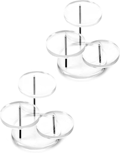 3-laagse Mini Acryl Displaystandaard, Transparante Ronde Display Riser voor Ringen, Oorbellen en Armbanden (2 Stuks)