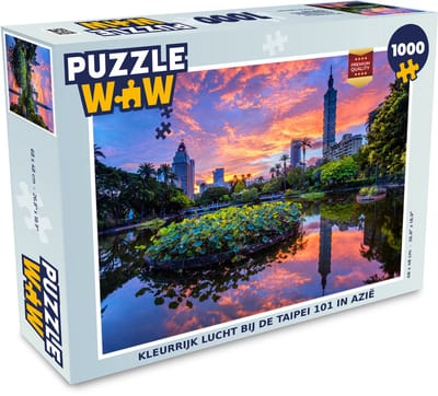 Puzzel Kleurrijk lucht bij de Taipei 101 in Azië - Legpuzzel - Puzzel 1000 stukjes volwassenen
