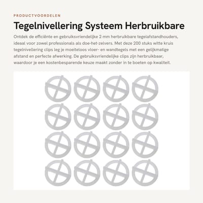 Dailygoods- Tegelnivellering 200 Stuks - Herbruikbare Afstandhouders - Plastic Clips - Tegellegereedschappen - Voor Vloer/Wandtegels - Diameter 30 mm - Tegelafstandhouders