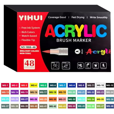 12/24/36/48/60 Kleuren Acrylverf Pennen Markers Kwastpunt Verf Markers Voor Rots Schilderen Hout Steen Glas Cadeau DIY Ambachten