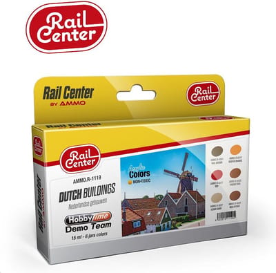 AMMO by Mig Jimenez Hobbyverf Diorama - MIG R1119 Rail Center -Diorama Nederlandse Gebouwen Kleuren - Acryl Set 6x15ml Verf set