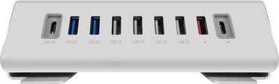 Macally UCTRIHUB9-EU USB-C naar 9 poorts-USB-A/USB-C-hub/lader - Inclusief voedingskabel (tweepins Europlug) en USB-C-kabel
