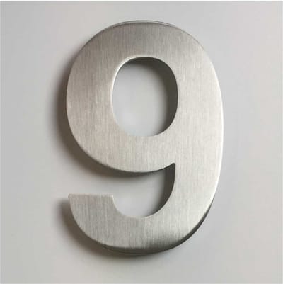 Huisnummer RVS 12 cm - Nr. 9 / rvs modern huisnummer / rvs huisnummer 120 mm / huisnummer rvs / 12cm Hoog / Kleur: zilver-rvs / Maakjenaambord.nl / huisnummerbord / huisnummers / 9