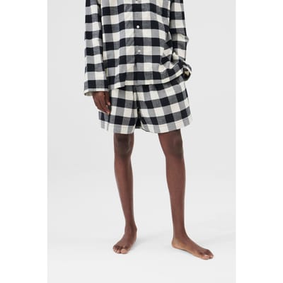 Tekla Unisex Flannel, Pyjamas Shorts Black Gingham Maat: XXS | Nachtmode Outlet | Unisex | Zwart