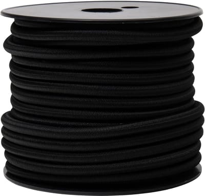 Elastisch koord - Spanband Bungee - Vastzetten lading - Gevlochten nylon mantel - 8 mm x 20 m - Zwart