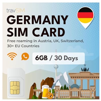 Duitse SIM kaart met 6GB data | 4G/5G snelheid | Onbeperkt bellen | Gebruik in UK en 30+ EU-landen | 30 dagen geldig