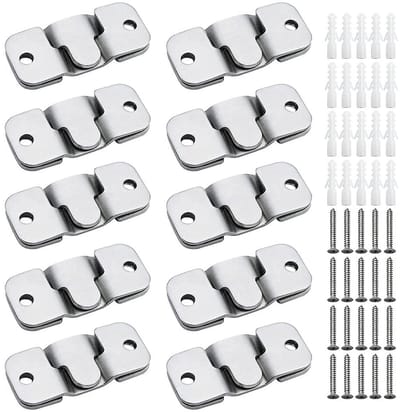 10 paar zware fotolijsten hangers van roestvrij staal, in elkaar grijpende meubelverbinders, haken, wandhouder, ophangen van foto's, meubels, spiegels, frames