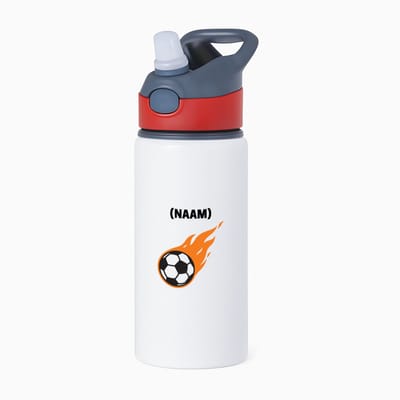 Hacebo® - Voetbal met eigen naam waterfles met rietje rood - Voetbal - Voetballer - Sport - water fles - 650ML
