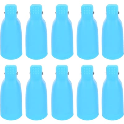10 pcs Clips Dissolvant Vernis Gel Maison Salon de Manucure Gel UV Soak Off Capuchon Enveloppe Outil Nail Art Bleu bleu