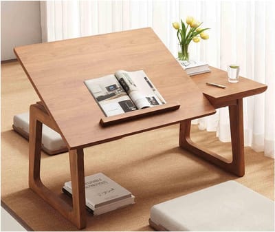 Opklapbare Schoottafel - Bedtafel Laptoptafel - Werken en Lezen - Verstelbare Hoogte - 70cm Breed - Kersenhout