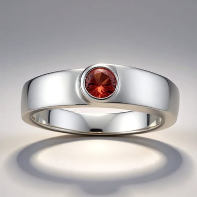 Cavill - Zilveren ring 925 Sterling met Palladium - Braziliaanse roze toermalijn 0,204 ct - Ronde steen - Elegante moderne brede damesring