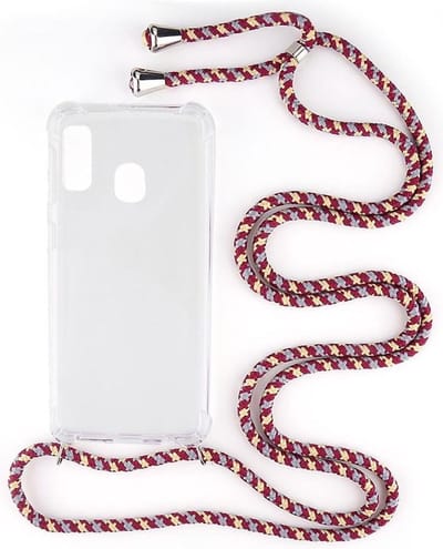 Shop4 - Geschikt voor Samsung Galaxy A20e Hoesje - Zachte Back Case met Koord Multi Rood