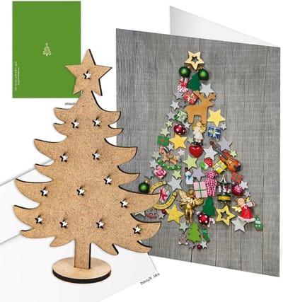 Kerstkaarten Set - Gezegende Kaarten - Kerstgroeten Versturen - Meertalige Tekst - DIN A6 - Groen Wit Grijs