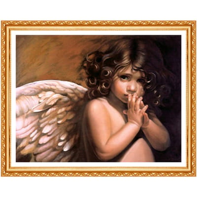 Diamant schilderij  Religie  kruissteek woondecoratie diamant borduurwerk engel baby handwerk 20X30CM black