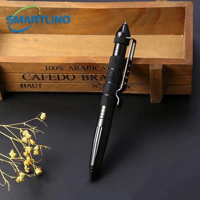 CHPN - Tactische Pen - Kubotan - Zelfverdedigingspen - Balpennen - Pen/Zwart/Glasbreker/Self Defense/Survival/Tactical/Aluminium/Zwart