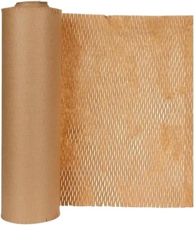 Inpakpapier Honingraat - Verpakkingsmateriaal Decoratief - Cadeau Inpakken - Herbruikbaar en Opvouwbaar - 30cm x 5m - Bruin
