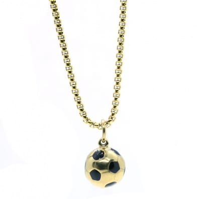 IbizaMen KIDS - Jongens - ketting - ballchain - voetbal - RVS - goud - 60cm