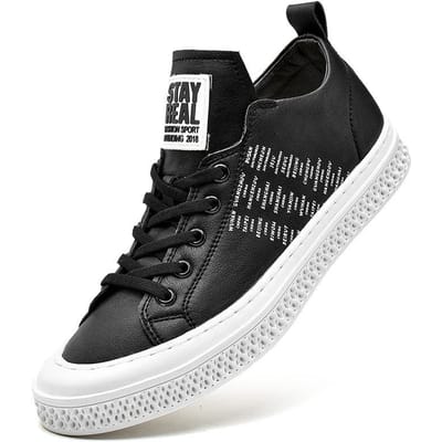 Herenschoenen Britse Stijl Witte Schoenen Heren Herfst Tide Schoenen Veelzijdige Vier Seizoenen Schoenen Artistieke Leren Sneakers 44 zwart