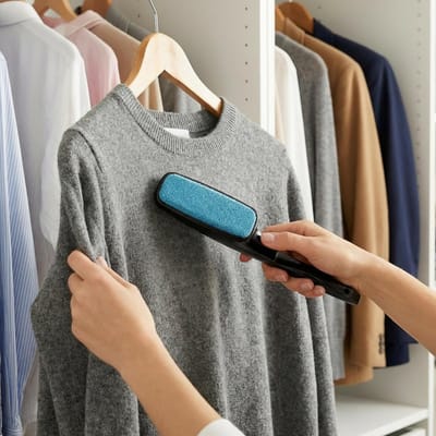Dailygoods- Pluisborstel Automatische Rotatie - Kledingborstel - Verwijdert Pluisjes/Haren - Compact - Handborstel voor Links- en Rechtshandigen - Ideaal voor Thuis/Op Reis