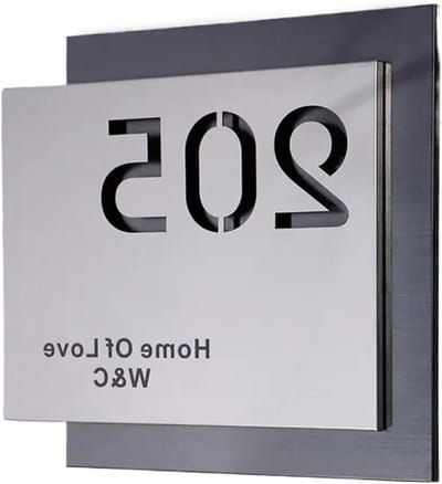 Huisnummer Plaat - Naamplaat Deur - Adres Aangeven - Roestvrij Staal - 20x20cm - Zilver