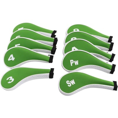 Lot de 10 housses de protection pour têtes de club de golf avec fermeture éclair, compatibles avec la plupart des clubs. green