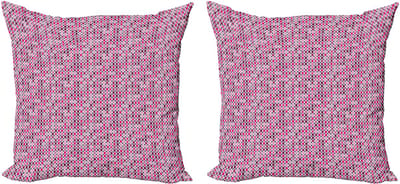 ABAKUHAUS Abstracte decoratieve kussenhoes, 2-pack, modern accent, dubbelzijdige digitale print, 50x50 cm, magenta roze
