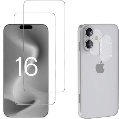 Screenprotector geschikt voor iPhone 16 - 2 stuks Beschermglas van glas Transparante glazen schermbeschermfolie + 2 stuks Camera Protector
