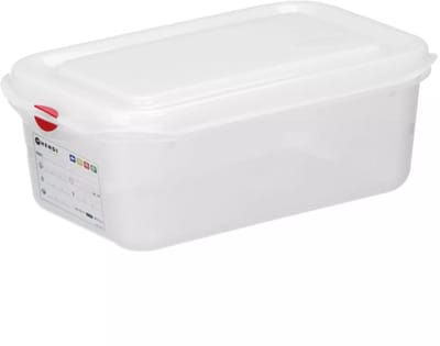 HENDI gastronormbak GN 1/4 - 26,5 x 16,2 x 6,5 cm - polypropyleen - met deksel, luchtdicht en stapelbaar - transparant - 1,8 liter - voedselopslag horeca