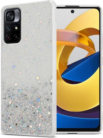 Cadorabo Hoesje geschikt voor Xiaomi POCO M4 PRO 5G in Transparant met Glitter - Beschermhoes van flexibel TPU silicone met fonkelende glitters Case Cover Etui