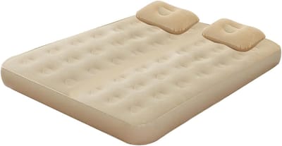 Luchtmatras met pomp - Opblaasbaar bed - Gasten slapen - Ergonomische curve - 7.72 pond - Beige