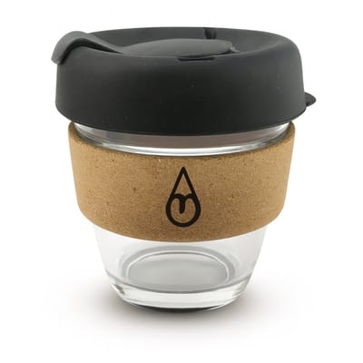 Motivai Koffiebeker To Go – 225ML (8oz) – Herbruikbare Isolerende Coffee Cup met Kurken Band – Lekvrij & BPA-vrij Glas – Duurzame Thermosbeker – Transparant