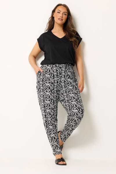 Yours Zwarte Harembroek Met Ikatprint Size 50-52