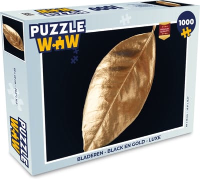 Puzzel Bladeren - Black en gold - Luxe - Natuur - Planten - Legpuzzel - Puzzel 1000 stukjes volwassenen