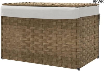 Wasmand met Deksel - Duurzaam en Inklapbaar - 55,5x35x34 cm Rieten Design