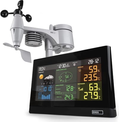 Professioneel weerstation met kleurendisplay en uitgebreide meetfuncties voor binnenshuis en buitenshuis