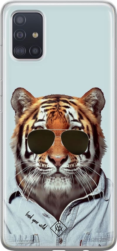 Casimoda® hoesje - Geschikt voor Samsung A51 - Tijger Wild - Backcover - Siliconen/TPU - Blauw