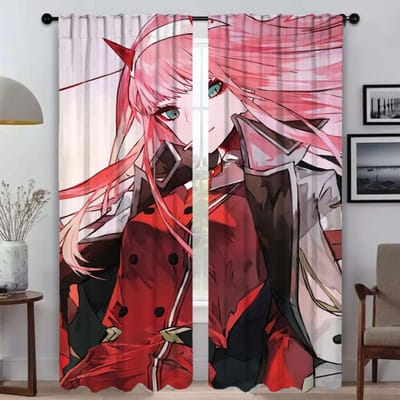 Zero Two Gordijnen voor Woonkamer Gordijn Huis Interieur Gordijnen 2 Stuks Halloween Decoratie Scheidingswand Tule voor Slaapkamer Kind W60xH90cmx2pcs-CL