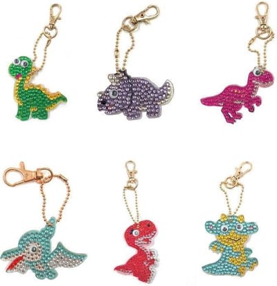 Diamond Painting Sleutelhanger Set - Compleet Pakket voor Diamond Painting Kinderen en Volwassenen - DIY Dino Thema - Huntex