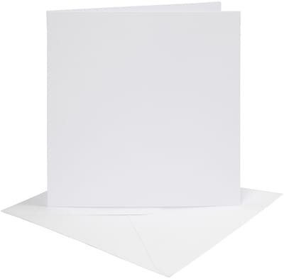 Kaarten en enveloppen, afmeting kaart 15,2x15,2 cm, afmeting envelop 16x16 cm, 230 gr, wit, 4 set