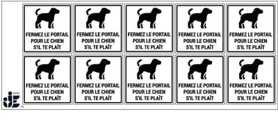 Fermez la portail pour le chien sticker | 5 x 5 cm - 10 stuks per vel