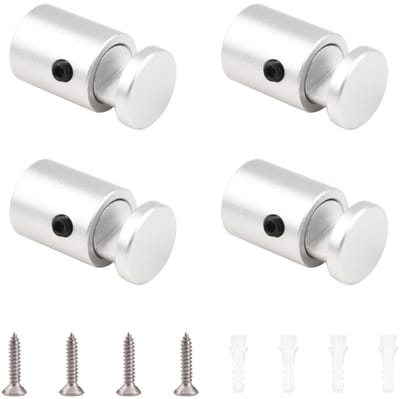 Dailygoods- Standoff Klem 4 Stuks - Aluminium Muurbeugel - Glas Houder - Reclame Clip - Zilver - Kwaliteit - Wandbevestiging