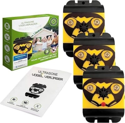 Zyrex®Duivenverjager Ultrasoon Geluid – Vogelverjager – Kraaien & Duiven Verjager – Geel - 12cm x 8cm x 4cm