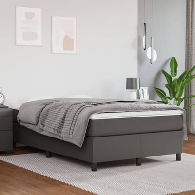 vidaXL - Boxspring - bed - kunstleer - grijs - 120x200 - cm