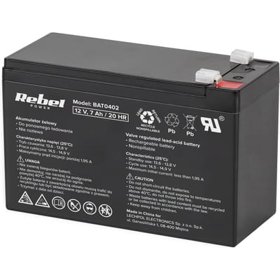 Rebel Gelbatterij - 12V 7Ah - Onderhoudsvrij - Duurzaam - Schokbestendig