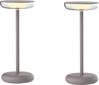 Luxus Europe - Tafellamp Mykonos - Set van 2 Taupe - Draadloze Tafellamp Buiten - Oplaadbaar - USB-C - Dimbaar - Warm Wit - Waterbestendig