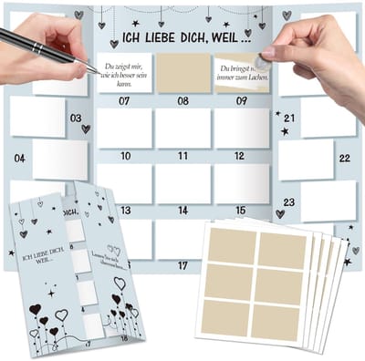 Dailygoods- Adventskalender met tekst "Ich liebe dich" - Kerstkalender voor Vriendin/Vriend - Adventskalender voor Hem/Man - Adventskalender voor Partner - Meerkleurig - Zelf Maken